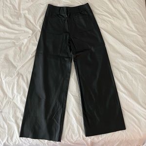 Cropped wide leg faux leather pants